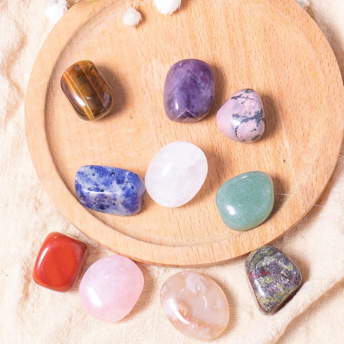 7PCS Tumbled Crystals Stones Polished Rose Quartz for Wicca Reiki Chakra Healing Energy Balancing Beginners