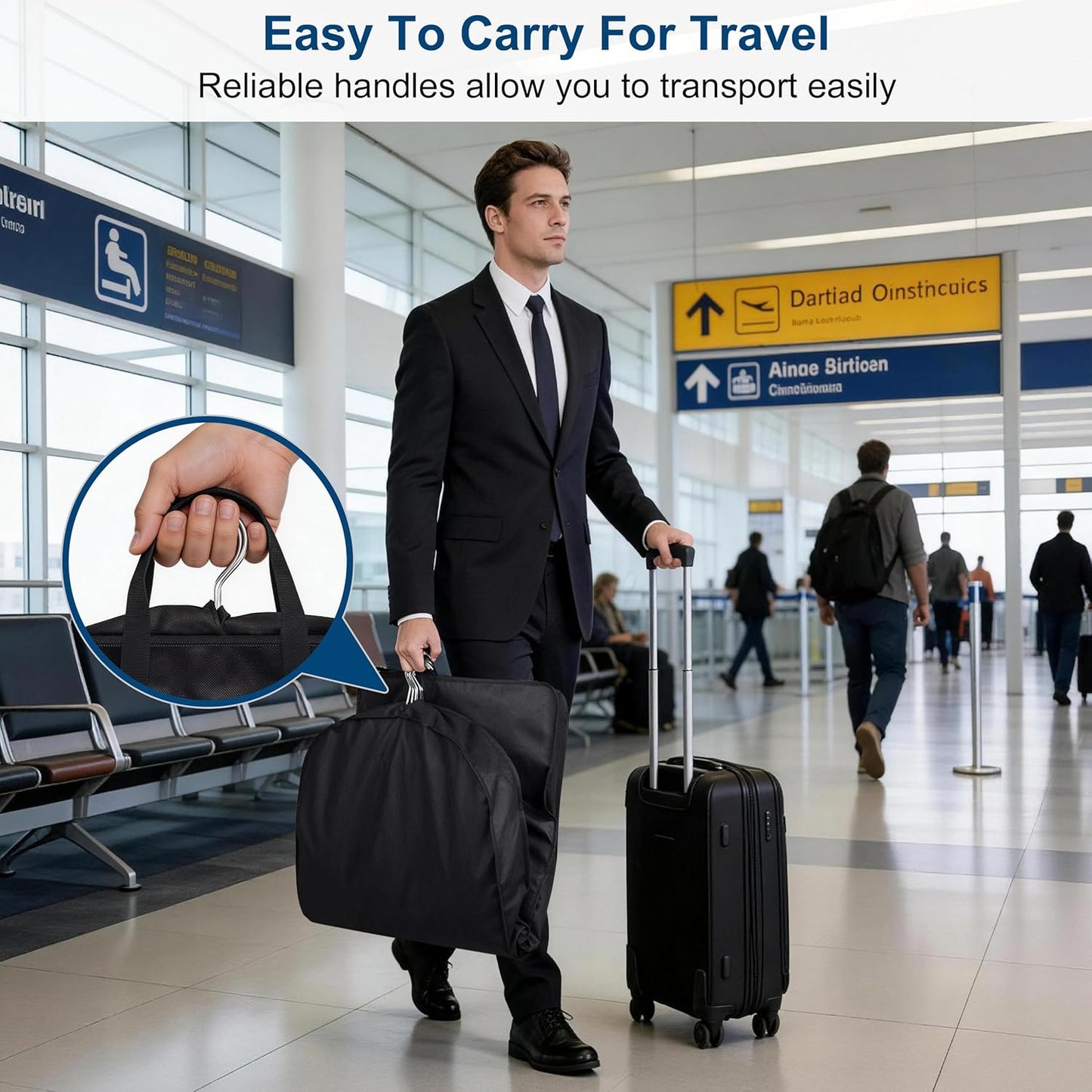 43" Suit Bags for Closet Storage and Travel, Gusseted Hanging Garment Bags for Men Suit Cover with Handles for Clothes, Coats, Jackets, Shirts(3 Packs)