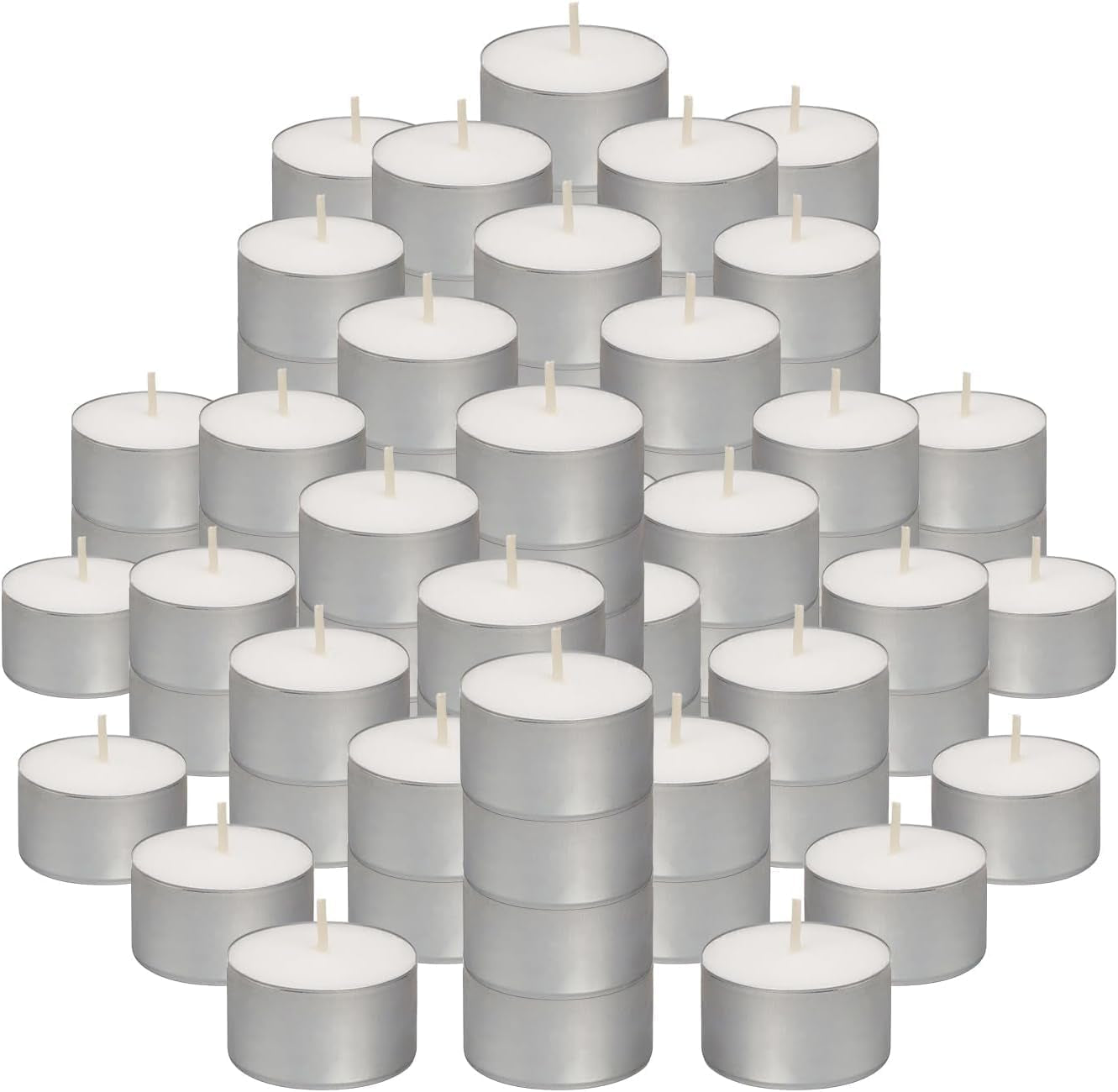 50 Unscented Tea Lights - 8 Hours Burn Time - Premium European Quality - Consistent Smokeless Flame - 100% Cotton Wick - Dinner, Wedding, Party, Restaurant, Spa, Church, & Home Décor Tealights