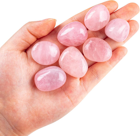 7PCS Tumbled Crystals Stones Polished Rose Quartz for Wicca Reiki Chakra Healing Energy Balancing Beginners