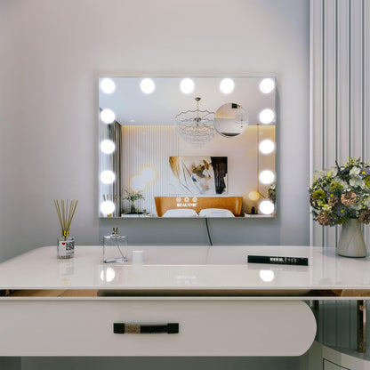 Vanity Mirror with Lights Hollywood Mirror Dressing Table Mirror with 13 LED Bulbs and 10X Magnification Touch Screen Desktop Mirror/Wall-Mounted Mirror (20 X16.6Inch, Silver)