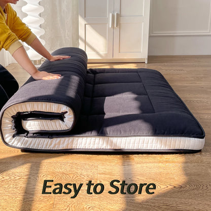 Futon Mattress, Padded Japanese Floor Mattress Quilted Bed Mattress Topper, Extra Thick Folding Sleeping Pad, Full Size