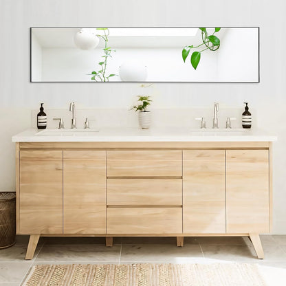 Full Length Mirror - Standing & Leaning, Large Bedroom Mirror with Black Aluminium Frame, 65"X22"