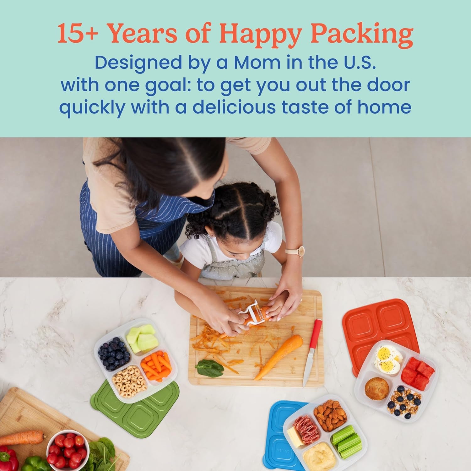 Easyboxes 4-Compartment Snack Containers - 8-Piece Set with 4 Trays & 4 Custom-Fit Lids to Seal in Freshness - Reusable Food Storage & Meal Prep Bento Bpa-Free Containers (Classic 4-Pack)