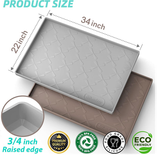 under Sink Mat Waterproof 34" X 22", Silicone Mat Kitchen Drawer Shelf and Cabinet Liner, Sink Protector for Kitchen Organizers and Storage, Boot Tray Pet Food Mats