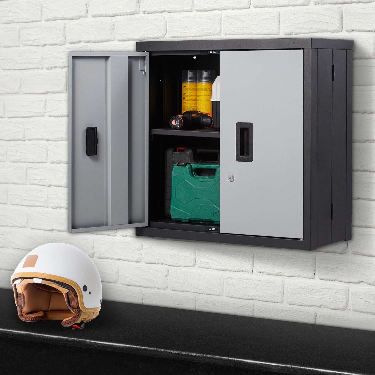 Uimoso Foldable Wall-Mounted Garage Cabinet 26" Compact Design, 240 Lbs Capacity