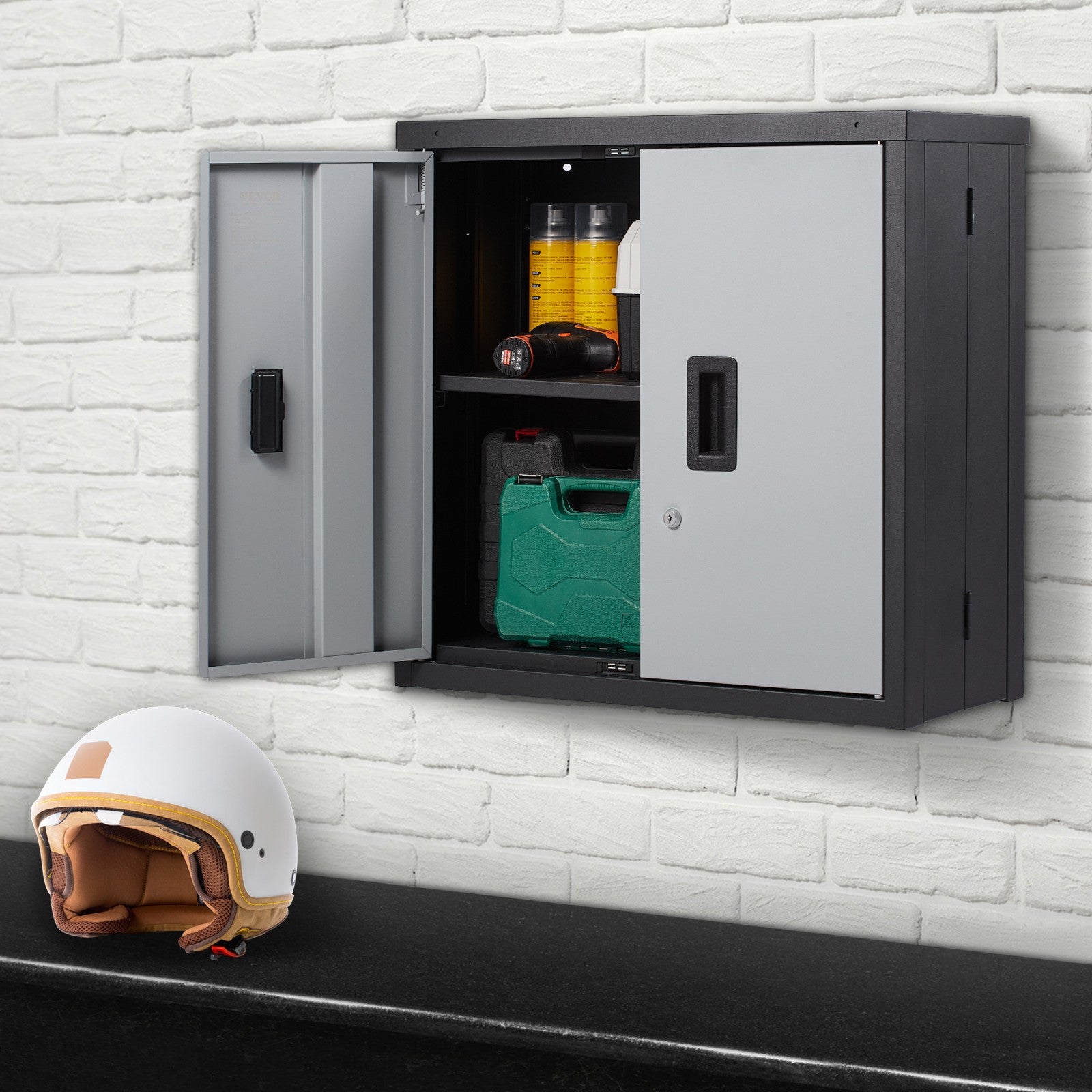 Uimoso Foldable Wall-Mounted Garage Cabinet 26" Compact Design, 240 Lbs Capacity