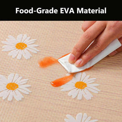 Shelf Liners for Kitchen Cabinets – Drawer Liner Waterproof & Oil-Proof, Non-Adhesive EVA with Floral Pattern – Durable Washable, Easy to Clean (Clean Daisy, 11.8" X 360")