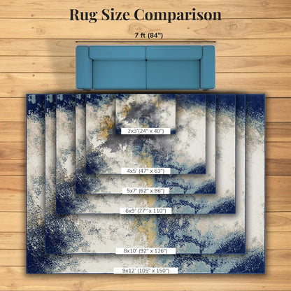 Beverly Collection 8445 Blue 2X3 Modern Abstract Area Rug
