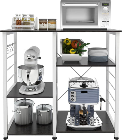 Kitchen Bakers Rack with Storage Kitchen Cart Baker'S Rack Utility Microwave Oven Stand Storage Utility Shelf Coffee Stand for Home and Kitchen Black