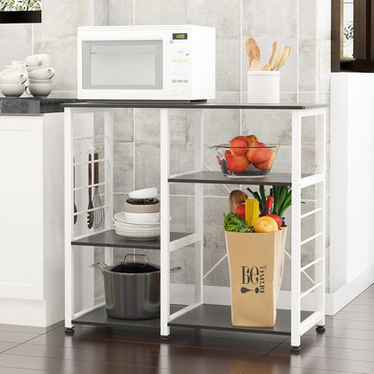 Kitchen Bakers Rack with Storage Kitchen Cart Baker'S Rack Utility Microwave Oven Stand Storage Utility Shelf Coffee Stand for Home and Kitchen Black