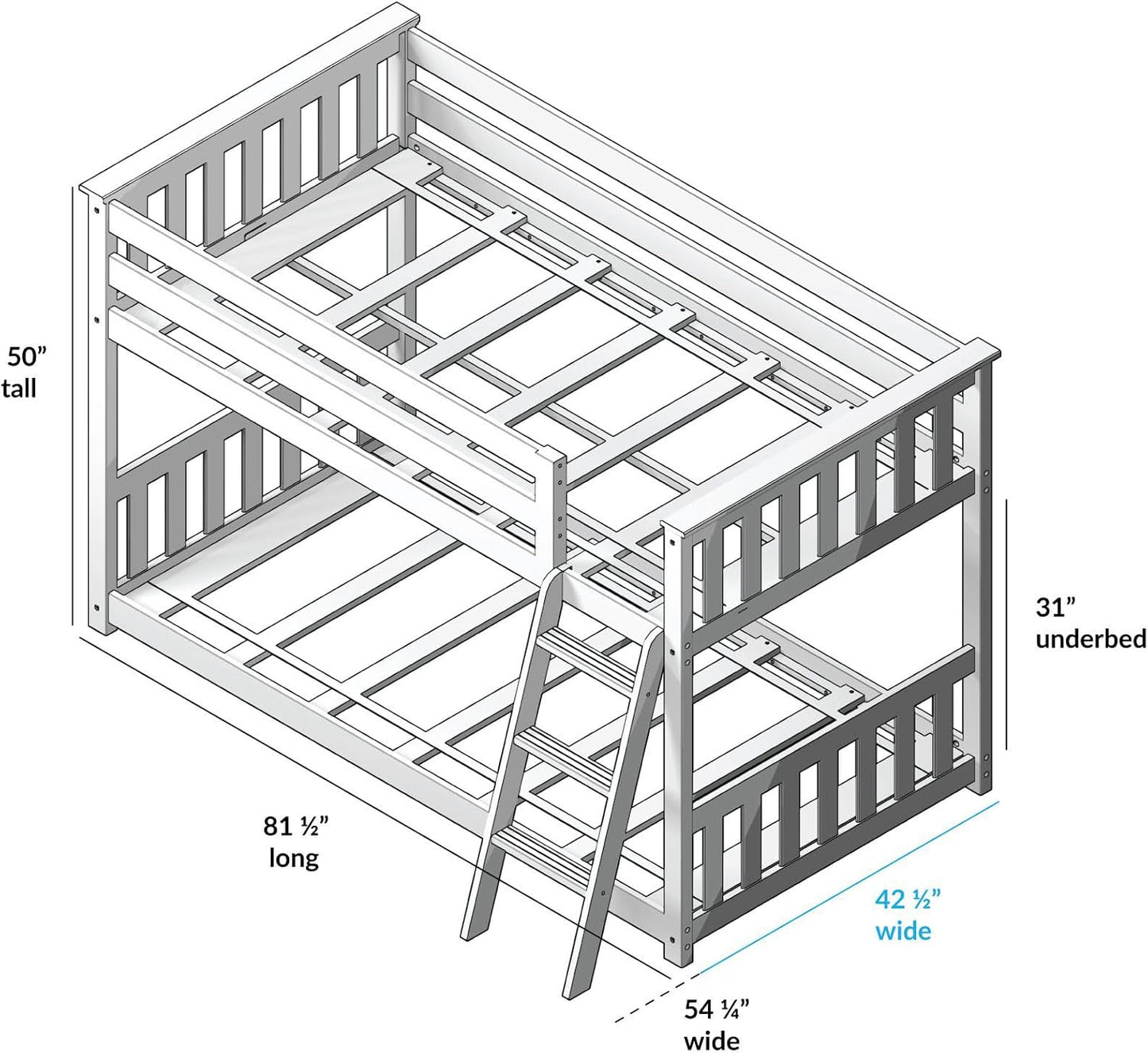 Max & Lily Twin over Twin Low Bunk Bed with Ladder, Wooden Bunk Beds with 14” Safety Guardrail for Kids,Toddlers, Boys, Girls, Teens, Bedroom Furniture, Natural