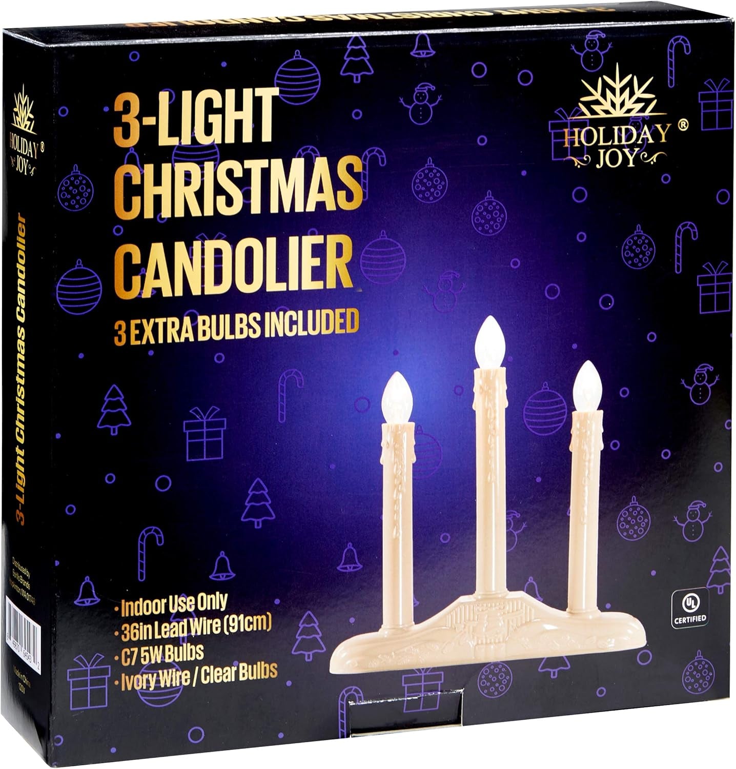 - 3 Light Candle Candoliers Extra Bulbs - Great Electric Window Candle Lamp and Christmas Decorations (3 Lights)