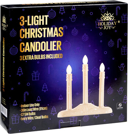 - 3 Light Candle Candoliers Extra Bulbs - Great Electric Window Candle Lamp and Christmas Decorations (3 Lights)