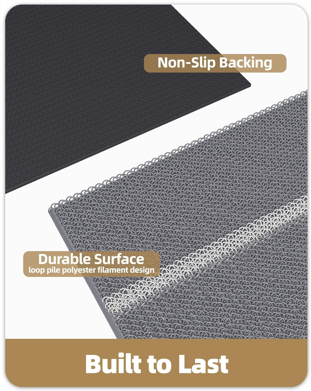 Front Door Mats Outdoor Doormat for outside Entry Home Entrance Back Porch Patio Waterproof | Heavy Duty Non-Slip Outdoors Floor Welcome Matts Exterior - 17"X29" Grey