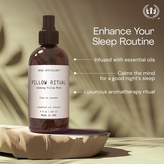 Pillow Ritual - Aromatic, Calming and Relaxing Pillow Mist, Linen and Fabric Spray - Infused with Natural Aromatherapy Essential Oils - 8 Oz, Fleur Du Lavender, 2 Pack