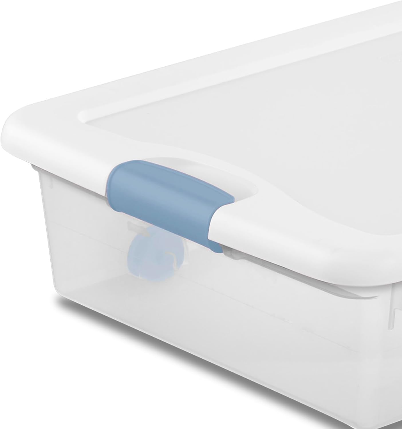 4-Pack 56 Quart Wheeled Latching Box, Underbed Clear Plastic Storage Organizer - under Bed Rolling Container Bin with Lid and Wheels for Home or Dorm Bedrooms and Closets