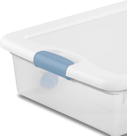 4-Pack 56 Quart Wheeled Latching Box, Underbed Clear Plastic Storage Organizer - under Bed Rolling Container Bin with Lid and Wheels for Home or Dorm Bedrooms and Closets