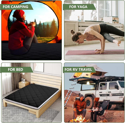Futon Mattress Queen Size 4" Thick Japanese Floor Mattress Folding Guest Mattress Protable Roll up Mattress Soft Memory Foam Tatami Mat Sleeping Pad for Bedroom Camping Tent