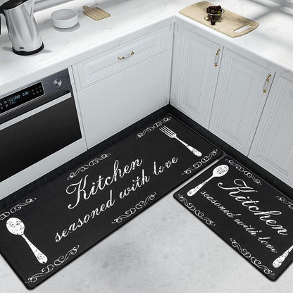 anti Fatigue Kitchen Mat Set of 2 Cushioned Kitchen Floor Mats Waterproof Kitchen Rugs Non Slip Kitchen Runner Rug Comfort Soft Standing Mat Carpets