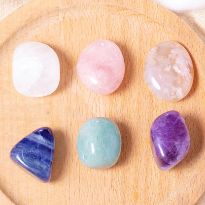 7PCS Tumbled Crystals Stones Polished Rose Quartz for Wicca Reiki Chakra Healing Energy Balancing Beginners