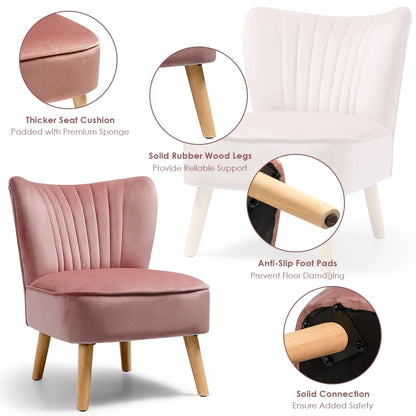 Armless Accent Chair Modern Velvet Leisure Chair Single Upholstered