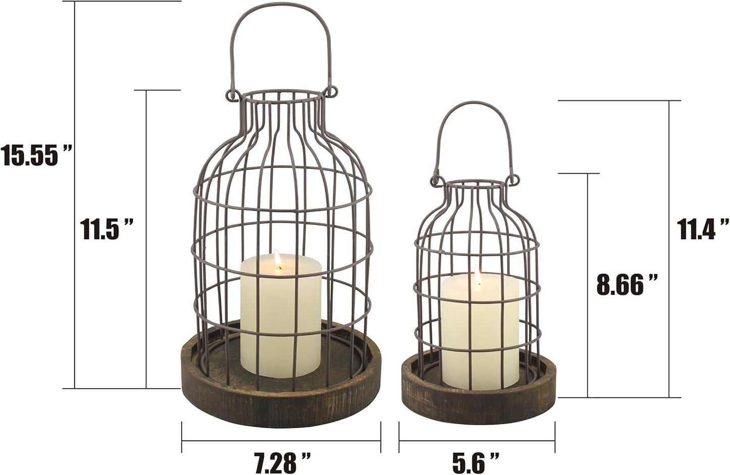 SB-5393C 2PC Wire METAL CLOCHE SET, Set of 2, Brown