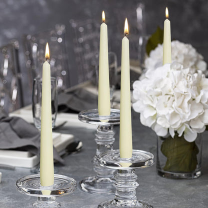 Ivory Taper Candles - 10 Pack Unscented 10 Inch Dinner Candle Set - 8 Hours Burn Time - Premium European Quality - Smokeless and Dripless Household, Wedding, Party, and Home Décor Candlesticks
