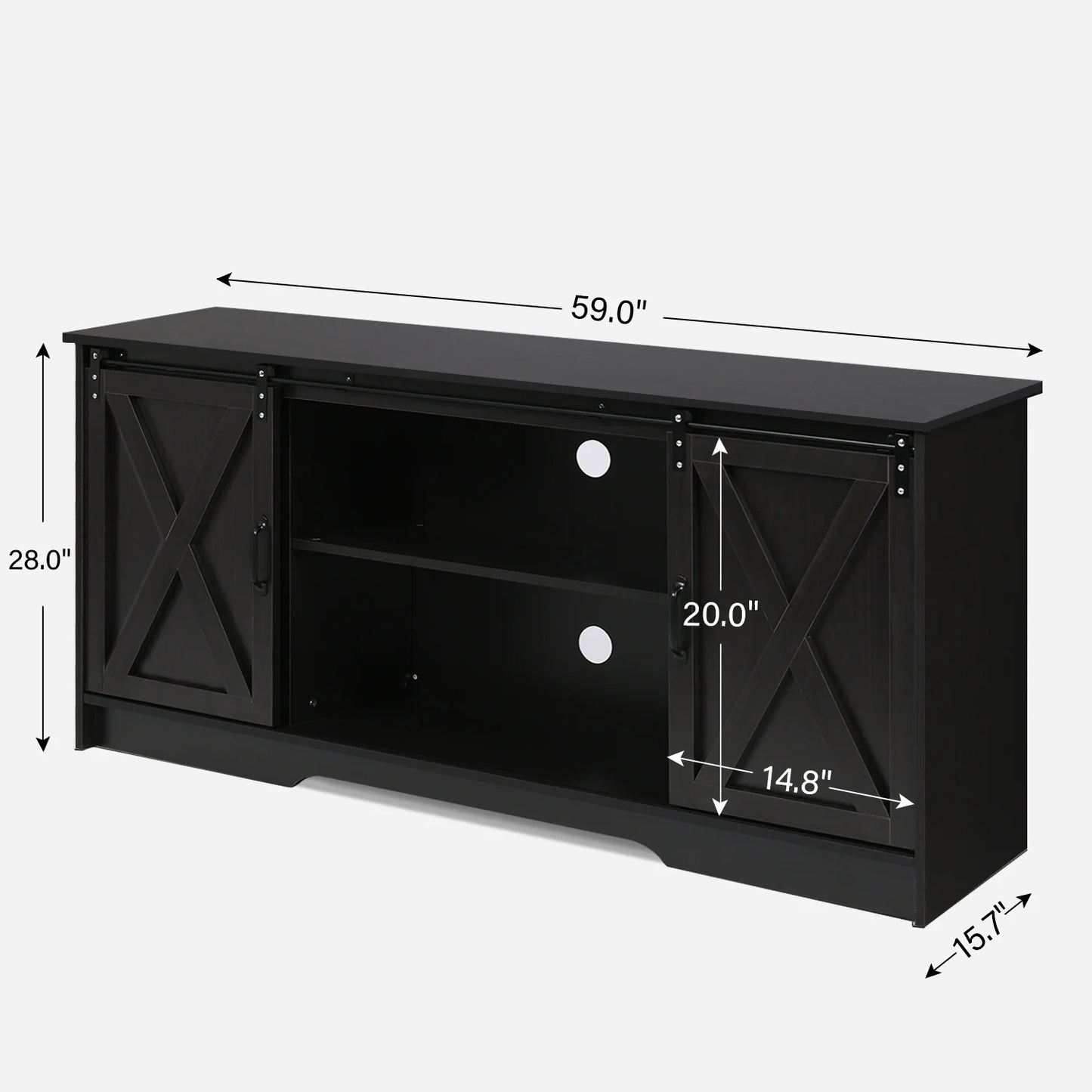 Farmhouse Coffee Bar Cabinet with Storage, 58’’Buffet Sideboard Cabinet with Sliding Barn Doors and 2 Adjustment Shelves, Kitchen Sideboard Cabinet for Dining Living Room