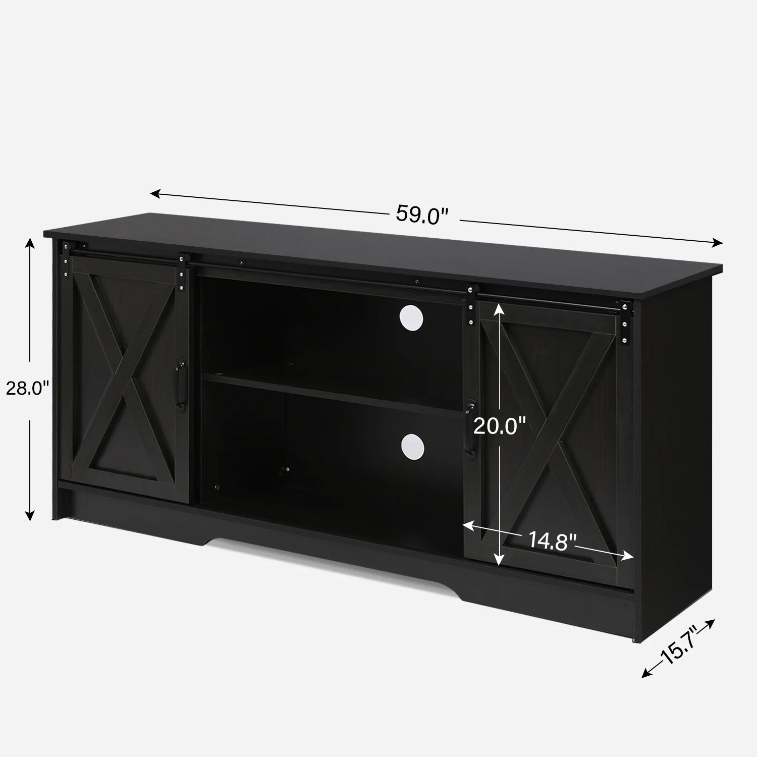 Farmhouse Coffee Bar Cabinet with Storage, 58’’Buffet Sideboard Cabinet with Sliding Barn Doors and 2 Adjustment Shelves, Kitchen Sideboard Cabinet for Dining Living Room