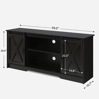 Farmhouse Coffee Bar Cabinet with Storage, 58’’Buffet Sideboard Cabinet with Sliding Barn Doors and 2 Adjustment Shelves, Kitchen Sideboard Cabinet for Dining Living Room