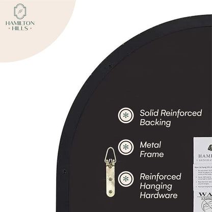 24X36 Inch Brushed Black Metal Framed Mirror - Hanging Wall Mounted Mirror - Arched Top Corner Deep Set Design Rounded Rectangle Mirror - Bedroom, Bathroom Vanity Mirrors for Wall