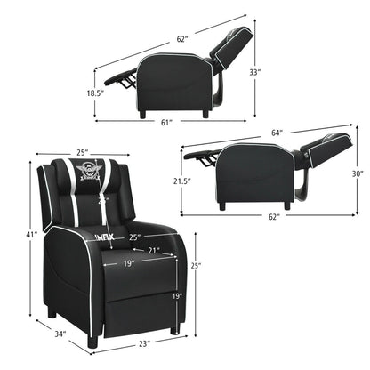 Massage Gaming Recliner Chair Racing Single Lounge Sofa Home Theater Seat White