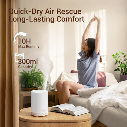 Essential Oil Diffuser for Home, 300 Ml Humidifier with Automatic Shut-Off, Quiet Aromatherapy Diffuser with 7 LED Lights for Living Room, Kitchen, Bedroom, Hotel, Gift for Mom - White Wood