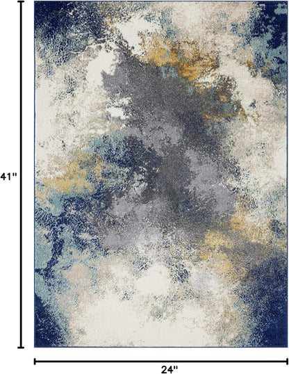 Beverly Collection 8445 Blue 2X3 Modern Abstract Area Rug