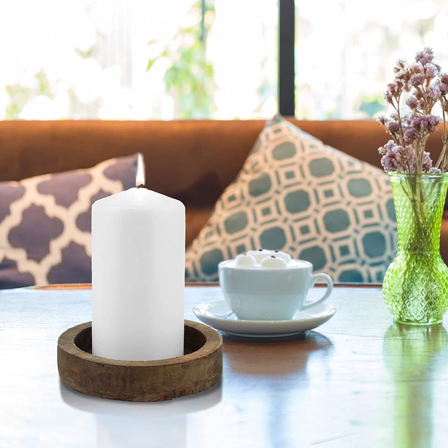 Unscented White Tall Pillar Candles, 65 Hour Burning Candle Pillars, Perfect for Decor, Weddings, Emergencies 3" X 6", 6 Count