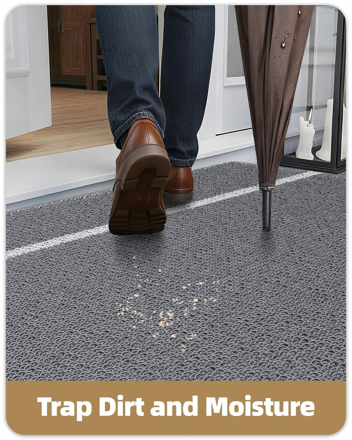 Front Door Mats Outdoor Doormat for outside Entry Home Entrance Back Porch Patio Waterproof | Heavy Duty Non-Slip Outdoors Floor Welcome Matts Exterior - 17"X29" Grey