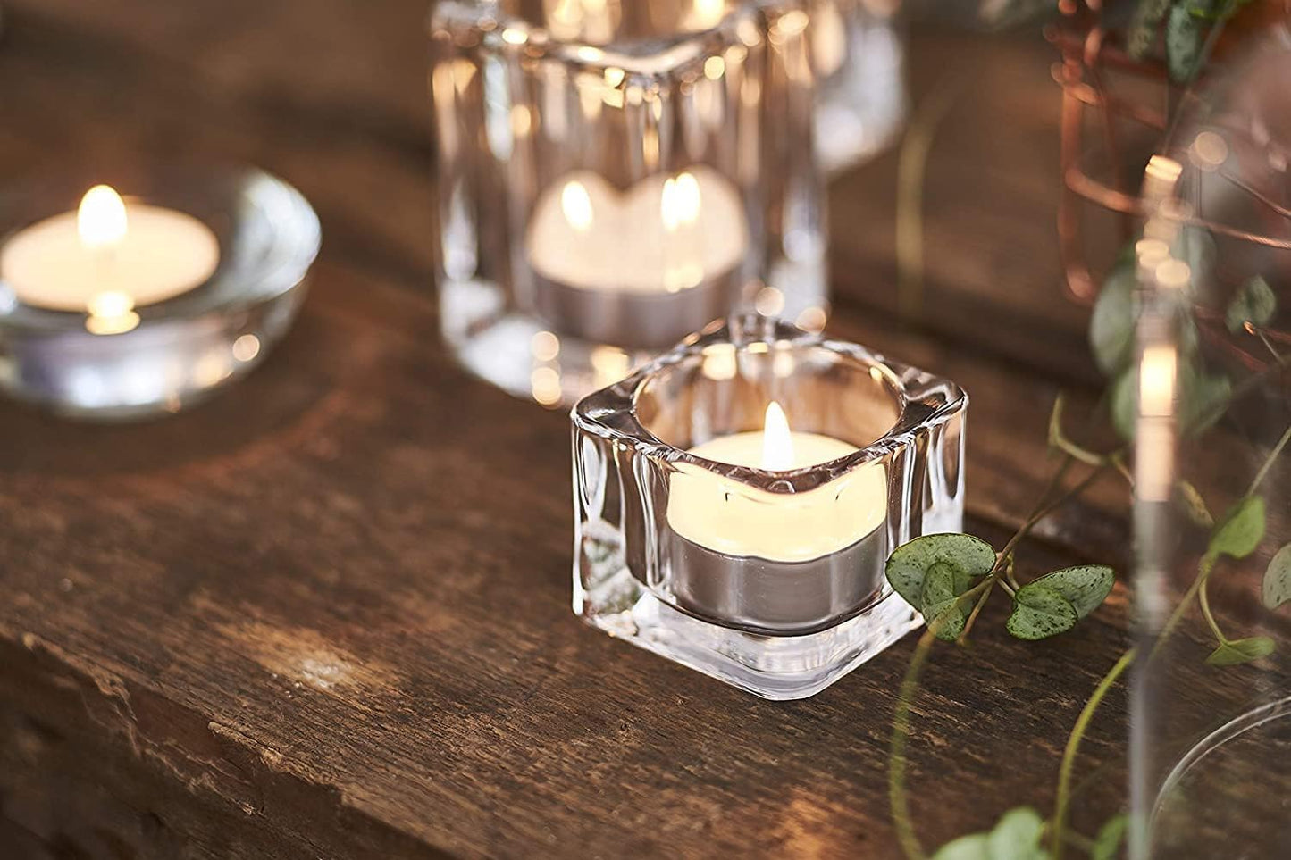 50 Unscented Tea Lights - 8 Hours Burn Time - Premium European Quality - Consistent Smokeless Flame - 100% Cotton Wick - Dinner, Wedding, Party, Restaurant, Spa, Church, & Home Décor Tealights