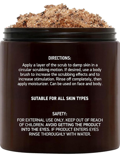 Arabica Coffee Body Scrub - Moisturizing and Exfoliating for Body, Face, Hand, Foot - Fights Stretch Marks, Fine Lines, Wrinkles - Great Gifts for Women & Men - 10 Oz
