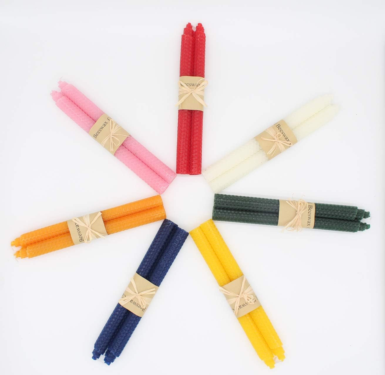 Set of 14 Beeswax Handmade Taper Candles, 9 Inch Smokeless Dripless Wax Candles, Beeswax Candle for Home Gift Ideas, Long Candle Sticks for Wedding,Dinner