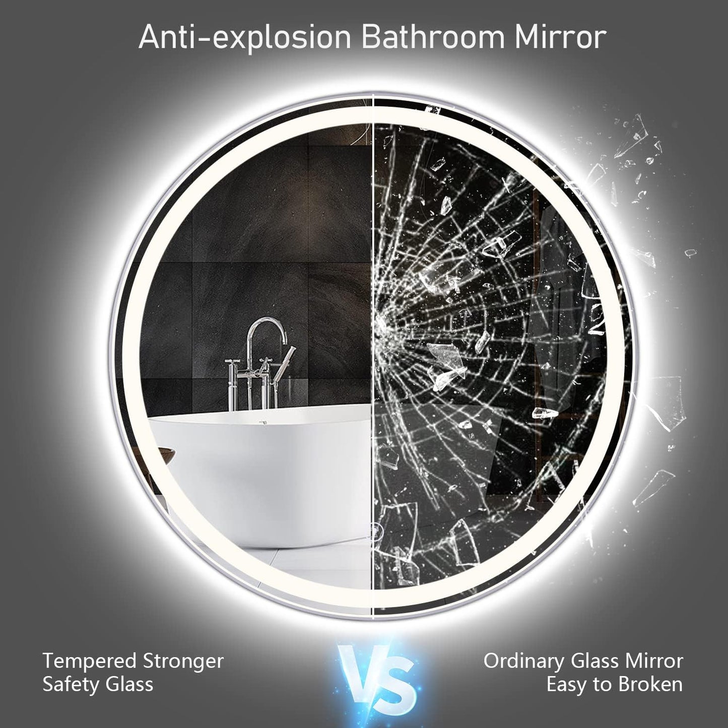 LED Bathroom Vanity Mirror: 23 Inch 4000K LED Bathroom Mirror Memory Function Dimmable Makeup Vanity Mirror with Lights Touch Switch Lighted Front Bathroom Mirror