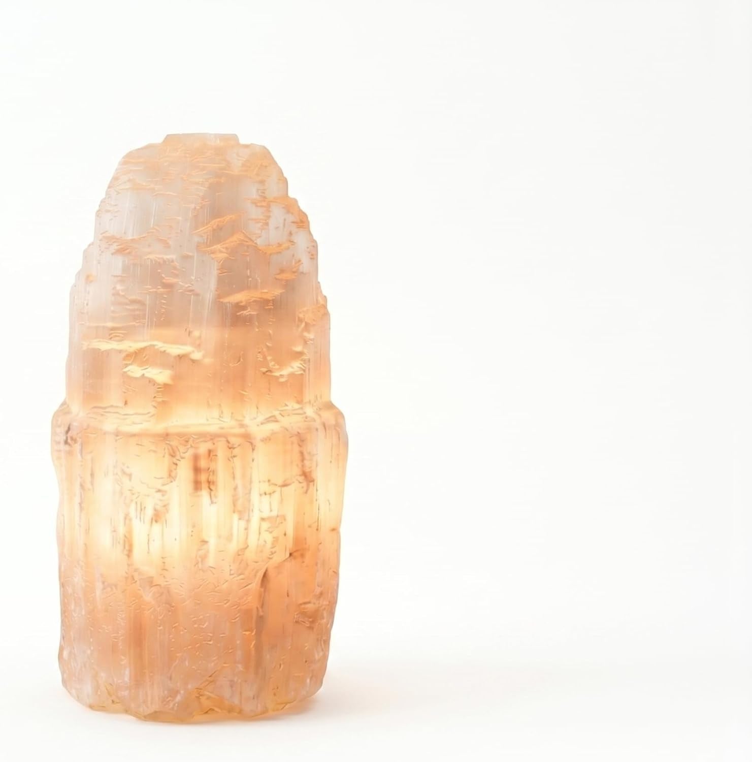 Selenite Crystal Lamp Natural and Made in Morocco | Includes Bulb and Cord with Dimmer Switch | Iceberg Tower Available in 3 Sizes (8 Inch) (6 Inch)