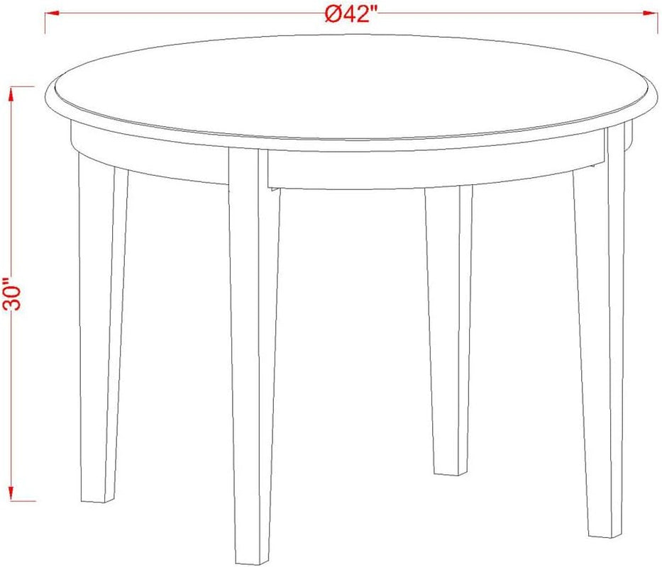 BOBA5-CAP-21 5 Piece Kitchen Table & Chairs Set Includes a round Dining Room Table and 4 Blue Color Linen Fabric Parsons Dinette Chairs, 42X42 Inch, Cappuccino