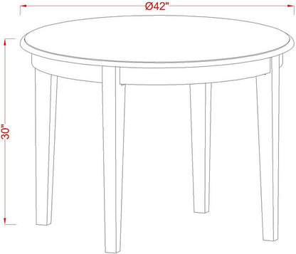 BOBA5-CAP-21 5 Piece Kitchen Table & Chairs Set Includes a round Dining Room Table and 4 Blue Color Linen Fabric Parsons Dinette Chairs, 42X42 Inch, Cappuccino