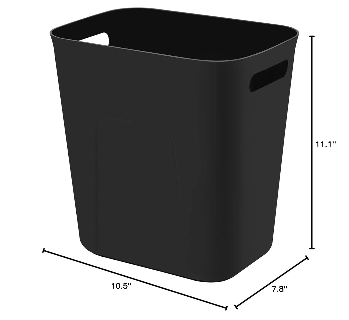 Plastic Small Trash Can Wastebasket, Garbage Container Basket for Bathrooms, Laundry Room, Kitchens, Offices, Kids Rooms, Dorms, 3.5 Gallon, Black