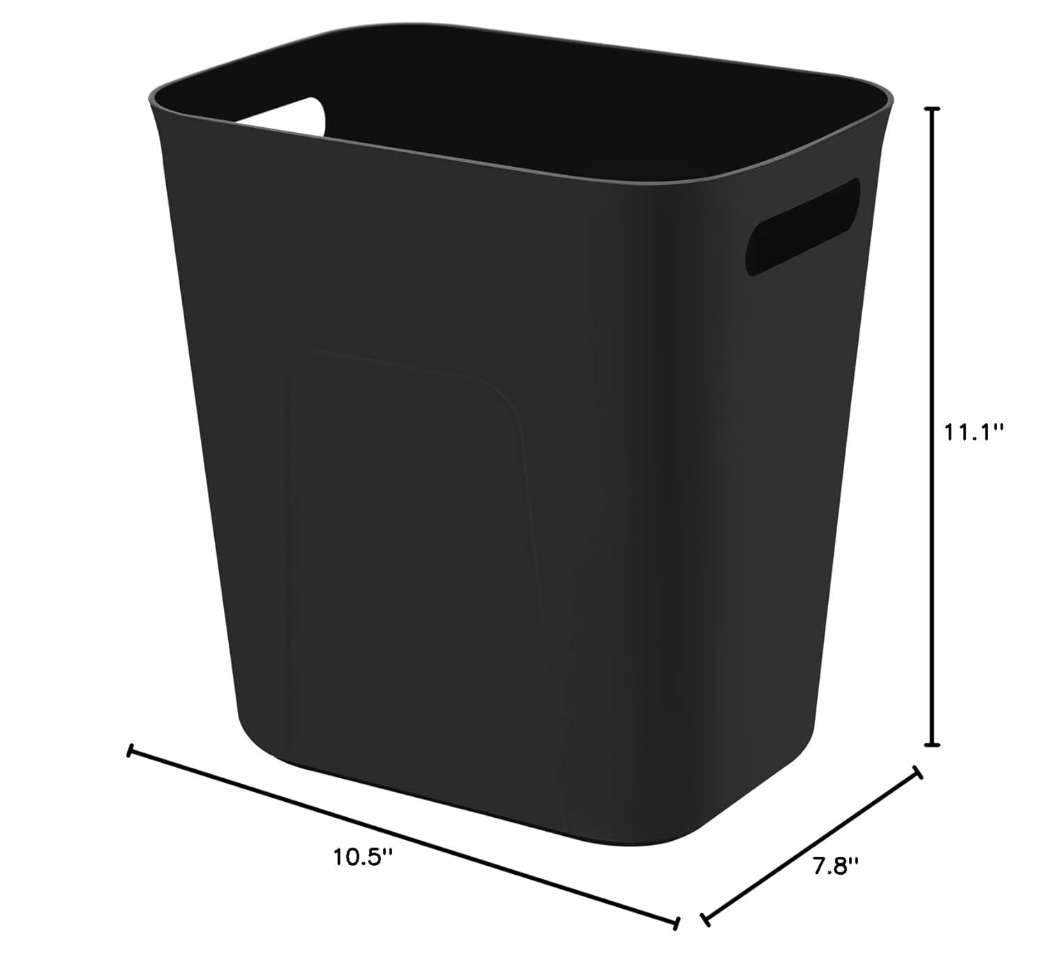 Plastic Small Trash Can Wastebasket, Garbage Container Basket for Bathrooms, Laundry Room, Kitchens, Offices, Kids Rooms, Dorms, 3.5 Gallon, Black