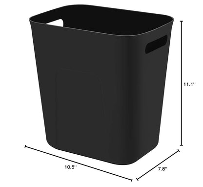 Plastic Small Trash Can Wastebasket, Garbage Container Basket for Bathrooms, Laundry Room, Kitchens, Offices, Kids Rooms, Dorms, 3.5 Gallon, Black