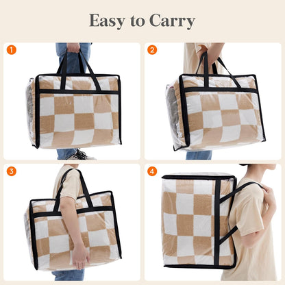4 Pack Clear Clothes Storage Bags, 40L Plastic Blanket Storage Bag, Vinyl Foldable Moving Bags with Zipper, Closet Organizers and Storage Containers for Bedding, Duvet, Comforter