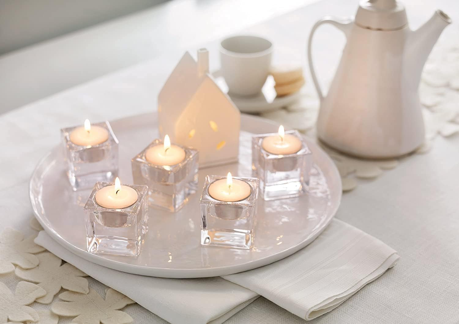 50 Unscented Tea Lights - 8 Hours Burn Time - Premium European Quality - Consistent Smokeless Flame - 100% Cotton Wick - Dinner, Wedding, Party, Restaurant, Spa, Church, & Home Décor Tealights