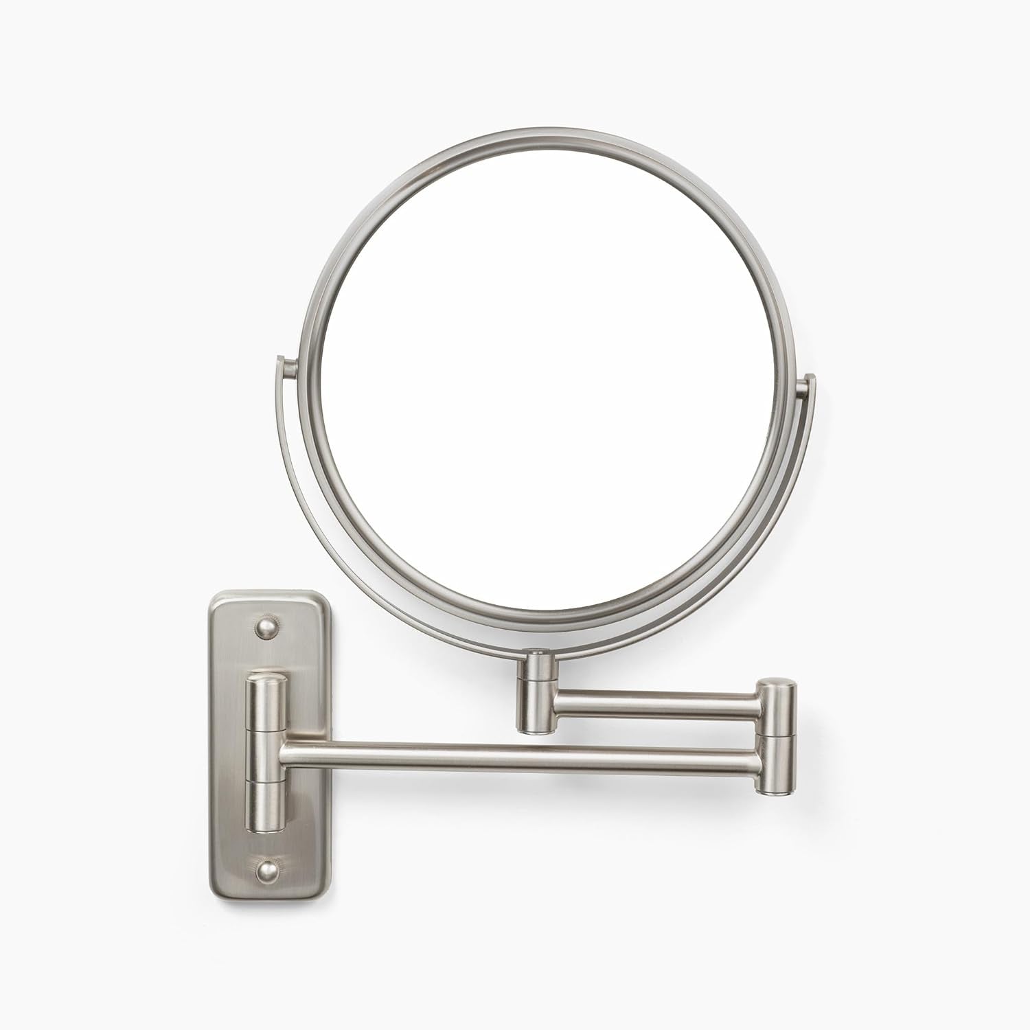 Wall-Mounted Magnifying Mirror - Bathroom Makeup Mirror with 5X Magnification - 8-Inch Diameter - Nickel Finish - Model JP7506N
